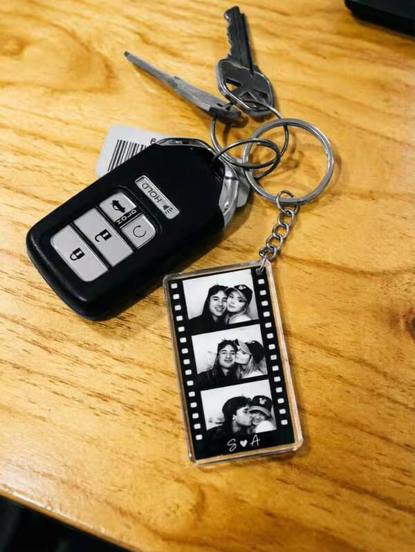 Customized Photo Acrylic Keychain, Valentine's Day Gift (Suitable For Both Men And Women), Couples Keychain, Personalized Photo Keychain, Anniversary Gift, Personalized Photo Strap Pendant, For Family, Wedding, Birthday Gift, Father's Day Gift