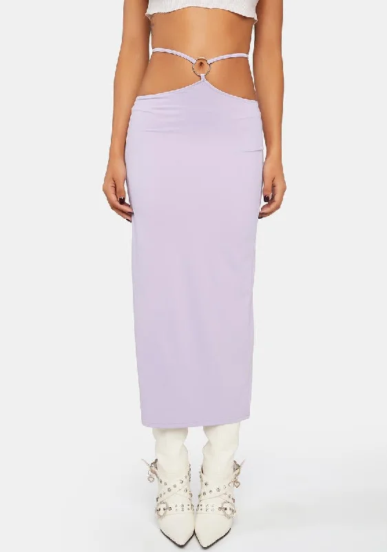 Women's Romantic Outfit The Latest Trends Lavender O-Ring Maxi Skirt