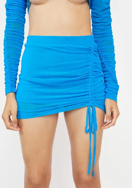Elegant Women's Attire Unleash Your Trendy Side Cobalt Drama Free Ruched Mini Skirt