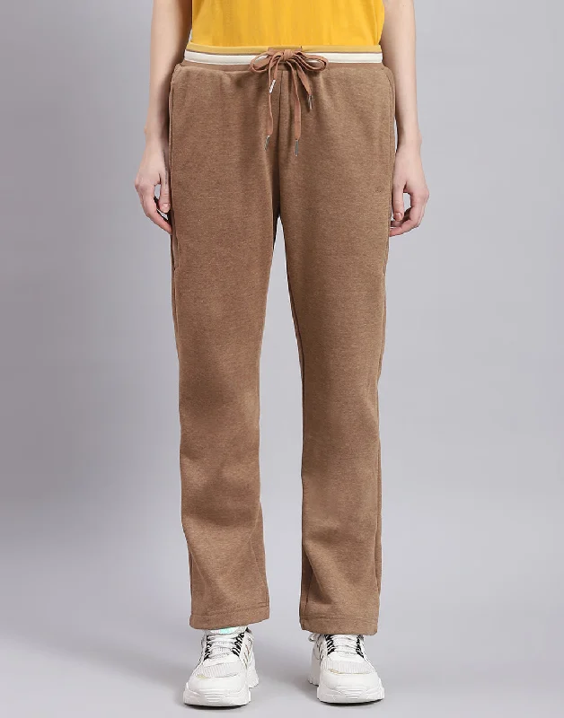 Women's Vintage-Inspired Outfit Contemporary Fashion Sale Women Brown Solid Regular Fit Winter Lower