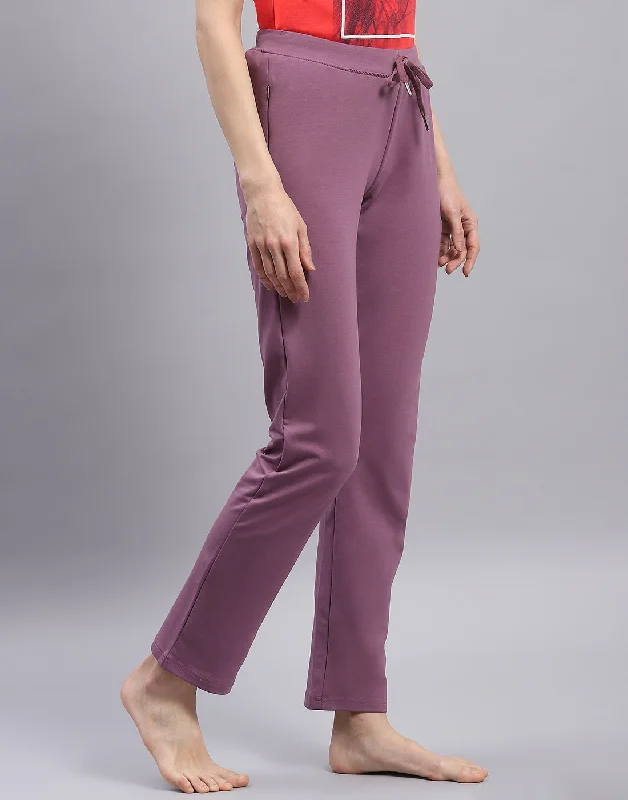 Women's Everyday Clothes Clearance Event Women Mauve Solid Regular Fit Lower