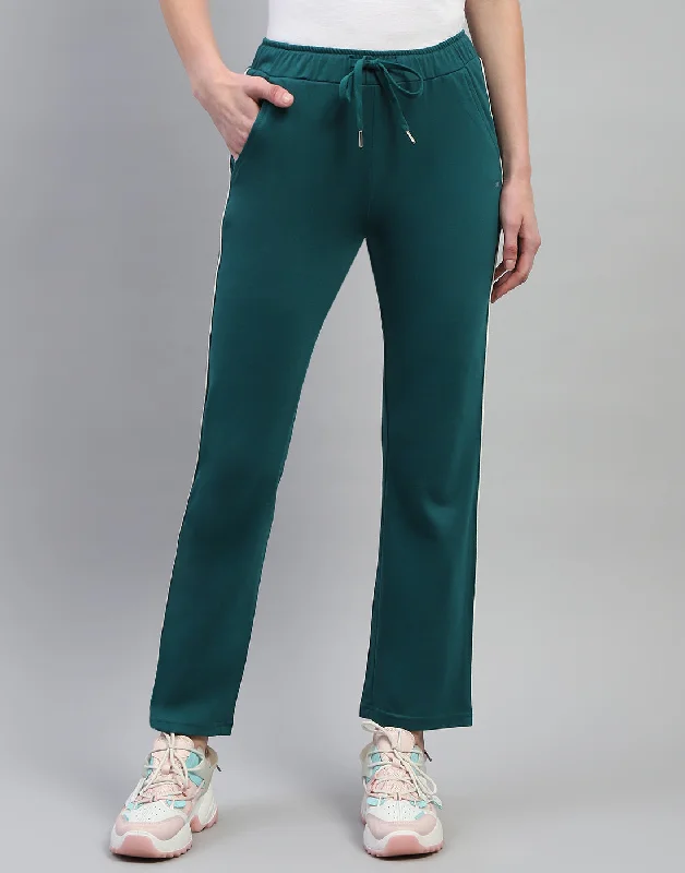 Women's Active Clothing Day-To-Night Styles Women Green Solid Regular Fit Lower