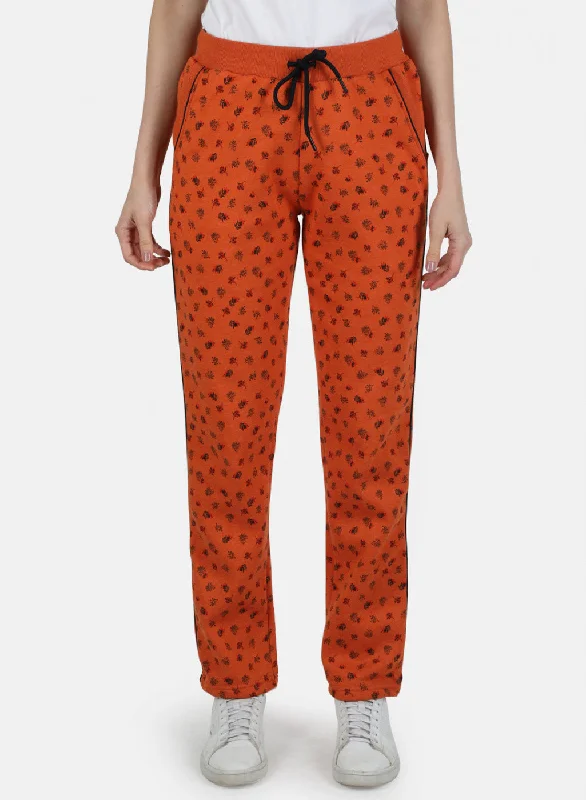 Women's Trendy Attire Urban Elegance Deals Women Orange Printed Winter Lower
