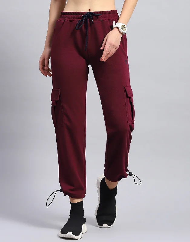 Women's Clothing For Travel Casual Chic Women Maroon Solid Regular Fit Lower