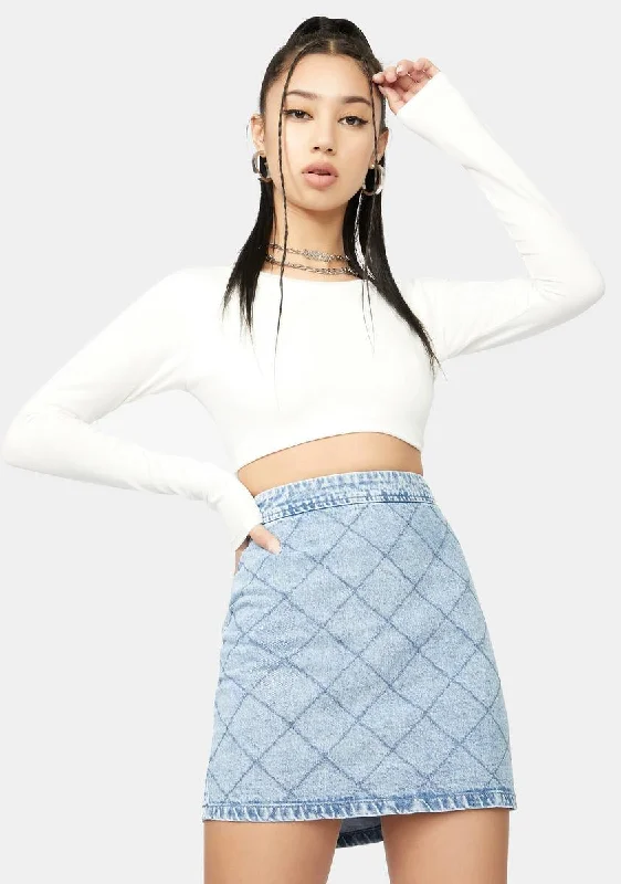 Women's Outdoor Attire Spring Fashion Brunch Calling Cross Denim Mini Skirt