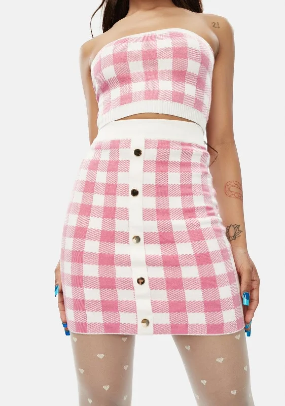 Women's Date Night Outfit Limited Stock, Big Sale Diva Higher Fashion Gingham Mini Skirt