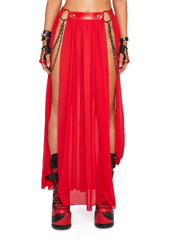 Casual Apparel For Women Stylish Statements Immersed In Magic Maxi Skirt - Red
