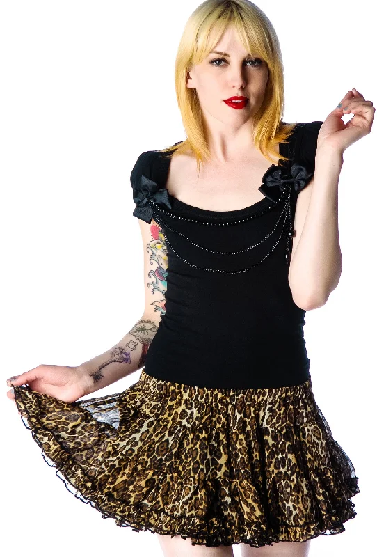 Women's Seasonal Garments Limited-Time Offer Feline Fever Ruffle Skirt