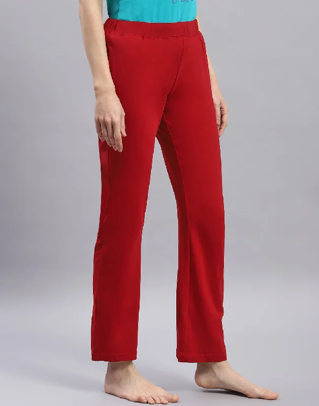 Women's Holiday Clothing Fashion Deal Women Maroon Solid Regular Fit Lower