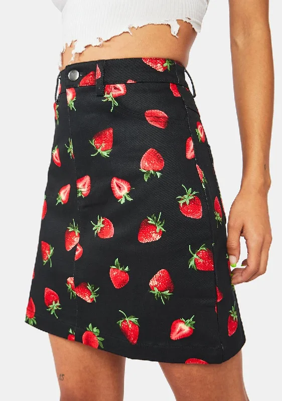 Women's Vacation Outfit Bid Farewell To The Old Season Strawberry Drill Mini Skirt