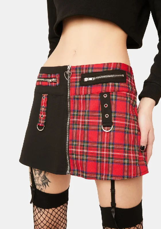 Women's Clothes And Apparel Luxury Fashion Plaid Skirt With Zipper And Pockets