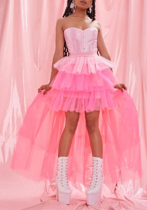 Women's Clothing For Everyday Wear Seasonal Picks Doll Who Says Ombre Tulle High Low Skirt