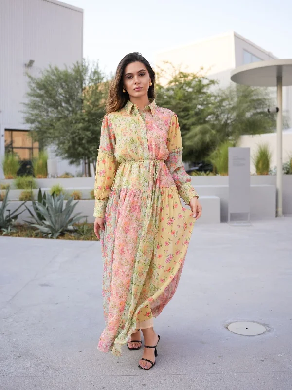 Women's Comfortable Lounge Outfit Fashion Deal Camellia Floral Long Dress