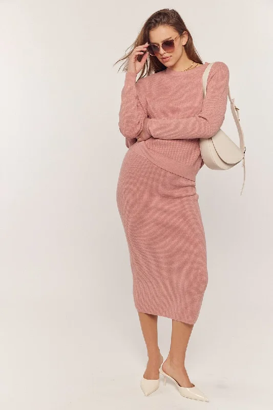 Affordable Women's Garments Style Breakthroughs Waffle textured sweater set