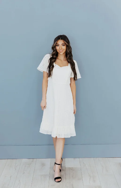 Women's Clothes And Apparel Smart Casual Deals Bianca eggshell lace modest midi dress