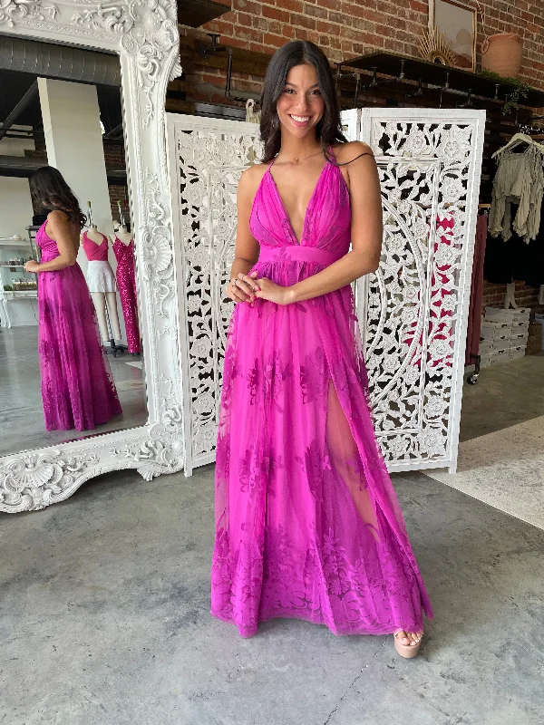 Women's Casual Clothing For Lounging Ride The Style Wave All My Love Maxi Gown (Magenta)