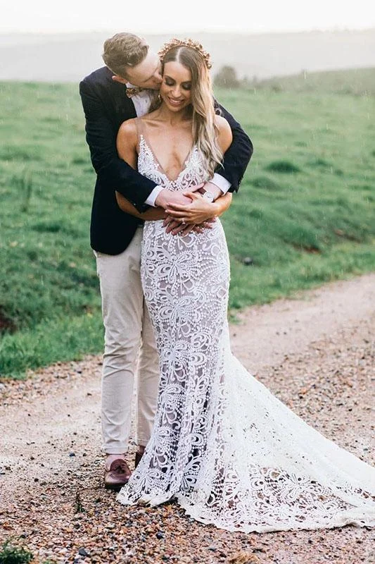 Women's Stylish Casual Garments Forward Trendsetter V Neck Mermaid Wedding Dresses Women's Stylish Casual Garments Forward Trendsetter V Neck Mermaid Wedding Dresses