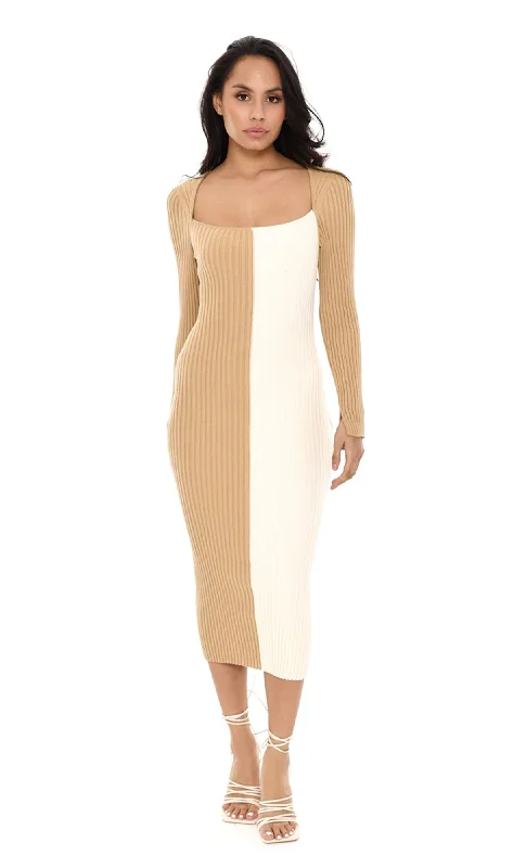 Women's Clothes For Work Events Timeless Style Promotions Colourblock Rib Midi Dress