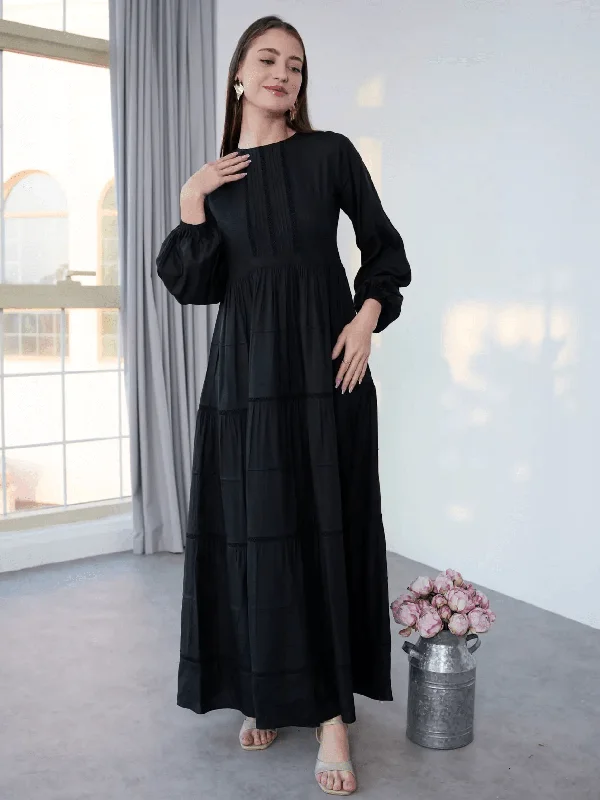 Women's Chic Outerwear Garments Discount Extravaganza Nolan Black Lace Solid Dress