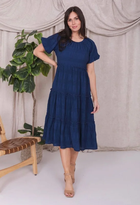 Women's Clothing For Travel Classy Style Discounts Serena modest midi dress in bright cobalt-final sale