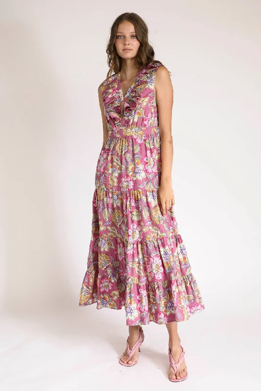 Women's Layered Outfit Romantic Fashion Discounts Grace Floral Maxi Dress