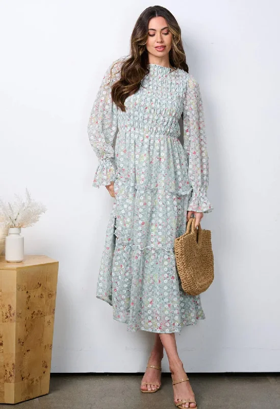 Women's High-End Clothing Unbeatable Prices Vanessa modest midi dress in sage-final sale