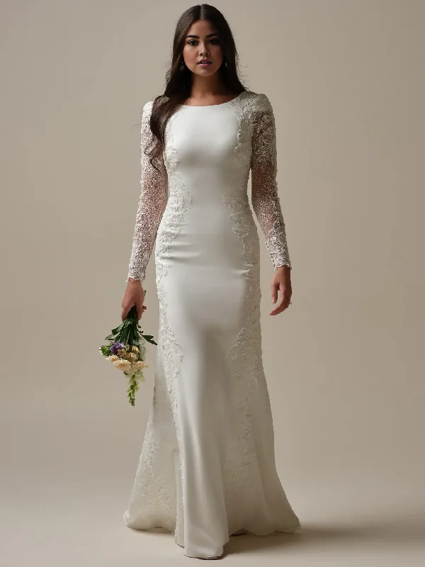 Women's Contemporary Apparel Timeless Style Promotions Wedding Dress Scoop Neck Long Sleeves Mermaid Beaded Crepe Floral Lace Sparkle Tulle Bridal Gown Formal Wear Dresses Women's Contemporary Apparel Timeless Style Promotions Wedding Dress Scoop Neck Long Sleeves Mermaid Beaded Crepe Floral Lace Sparkle Tulle Bridal Gown Formal Wear Dresses