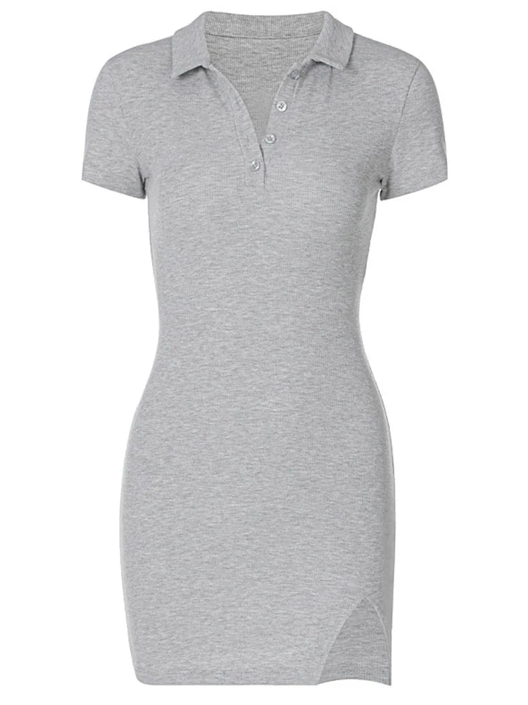 Stylish Women's Garments For Holidays Hot Trends Sleeve Slit Sexy Mini Streetwear Cute Solid Party Clothing Midi Dresses