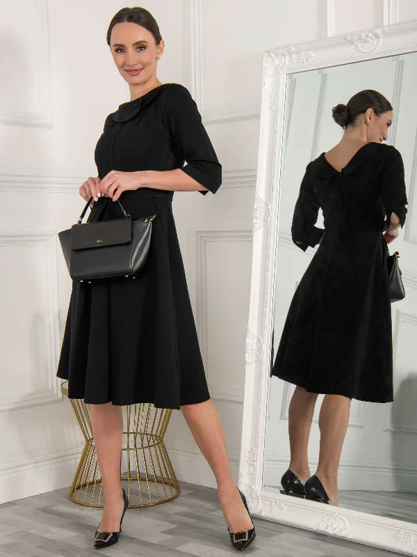 Women's Outerwear Clothing Best Deals Of The Season Kyndall 3/4 Sleeve Midi Dress, Black