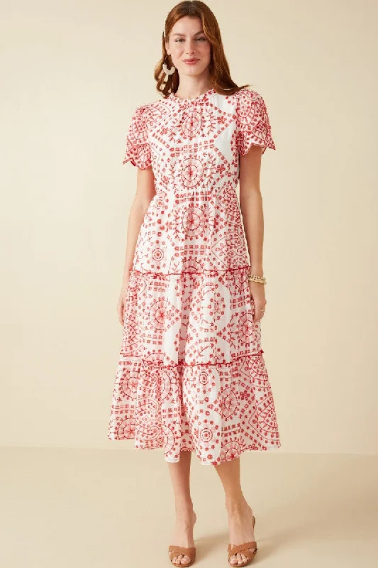 Women's Plus-Size Attire Valentine's Special Skyler embroidered modest midi dress in red