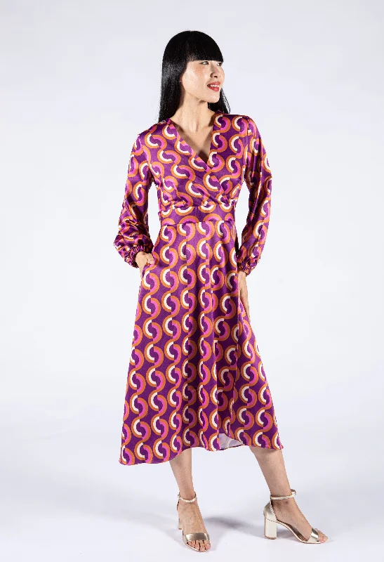 Casual Chic Clothing For Women Limited Stock, Big Discounts Abstract Print Satin Dress