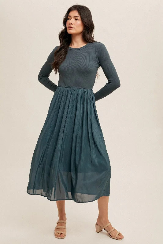 Women's Outerwear Garments Clearance Event Carlotta modest midi dress in winter pine