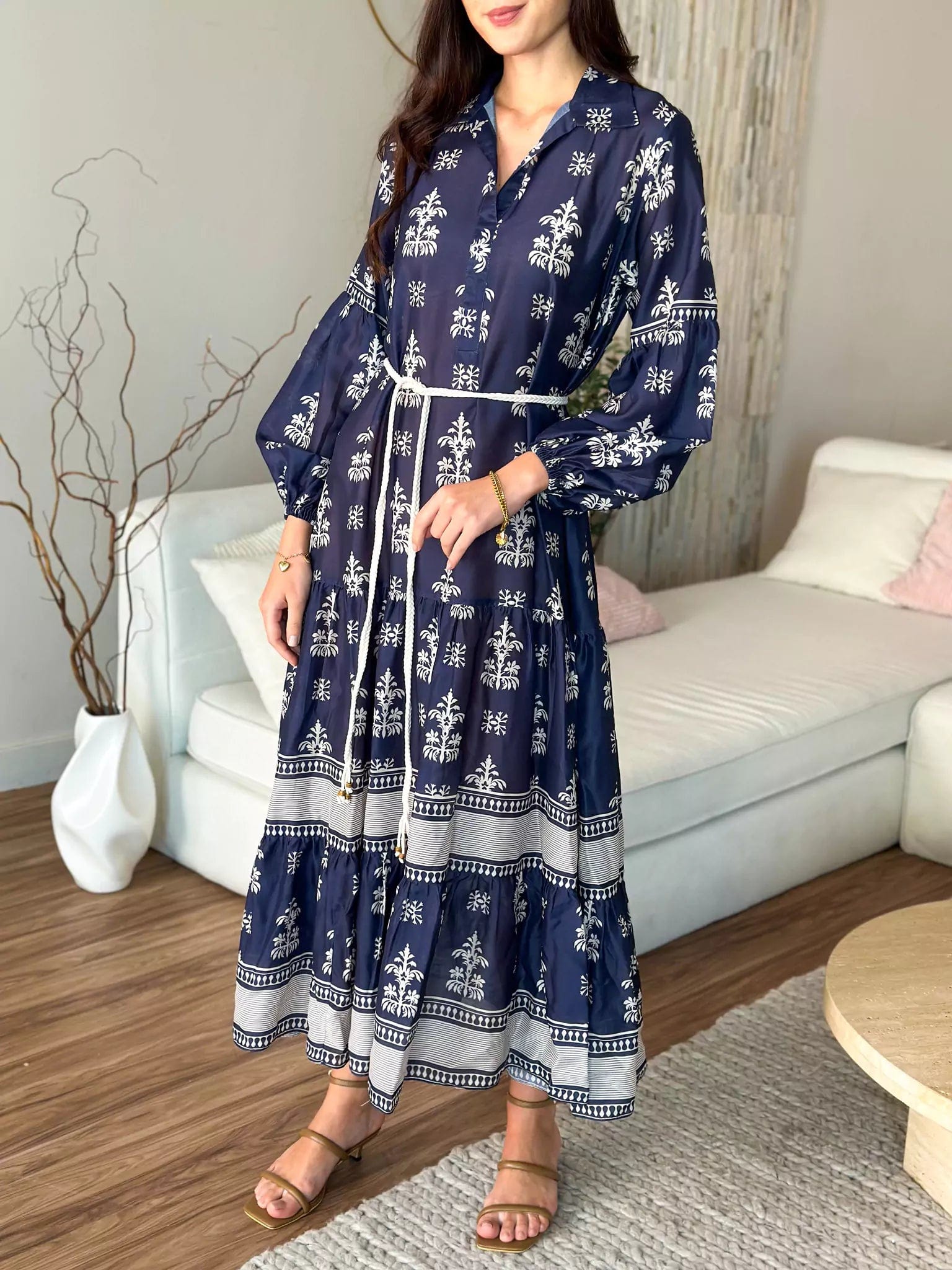 Women's Clothes For The Office Fashionista Favorites Mazarin Blue Belted Long Dress