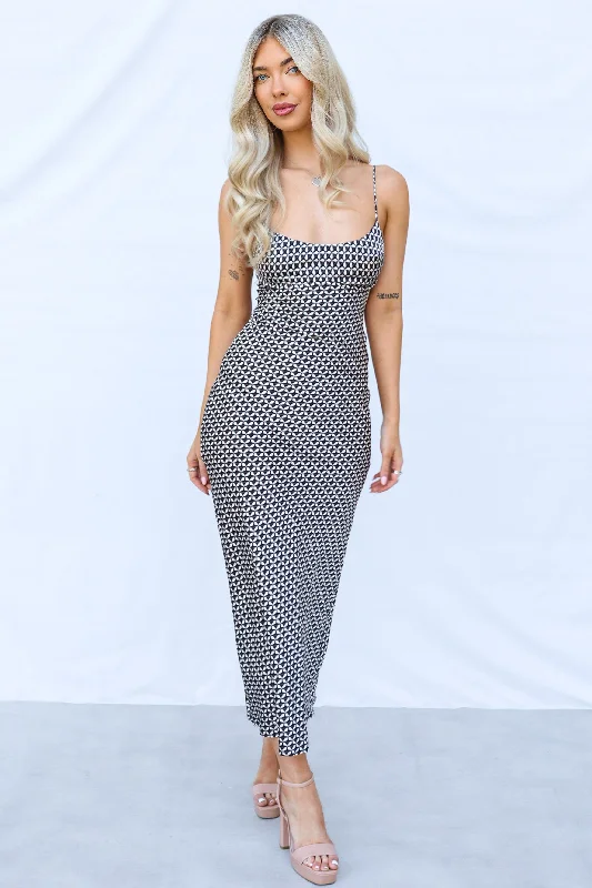 Formal Clothing For Women Get The Latest Trends Denver Maxi Dress - Black/Beige Print