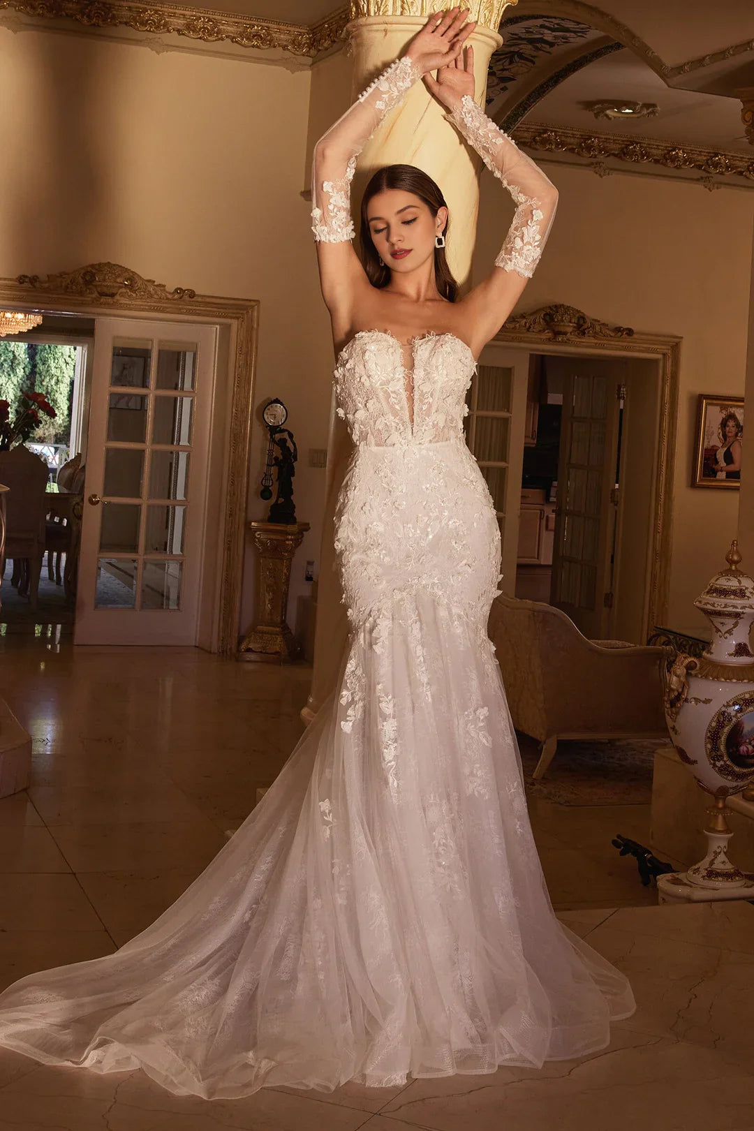 Women's Seasonal Apparel Fashion Forward Femininity Mermaid fitted long sleeved lace wedding dress Women's Seasonal Apparel Fashion Forward Femininity Mermaid fitted long sleeved lace wedding dress