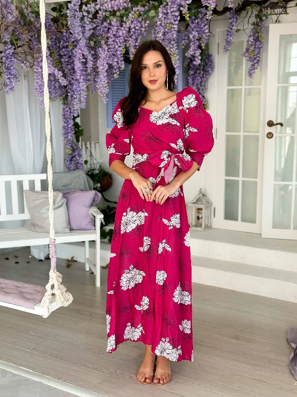 Women's Contemporary Apparel Best Deals Of The Season Carnation - Long Pink Cotton Dress