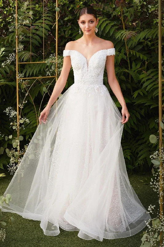 Modern Women's Attire Seasonal Picks Cinderella Divine CD0170 Long Off Shoulder Wedding Dress Modern Women's Attire Seasonal Picks Cinderella Divine CD0170 Long Off Shoulder Wedding Dress