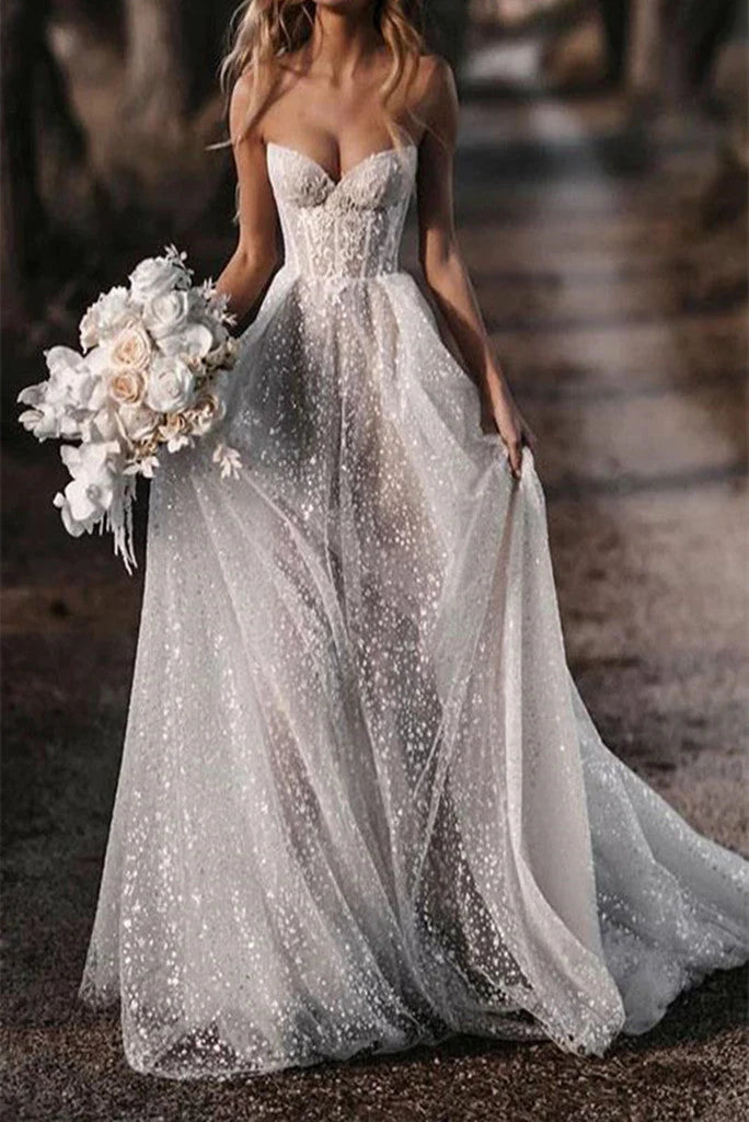 Women's Chic Outfit Huge Price Cut Glitter Vintage Wedding Dresses A Line Sweetheart Elegant Bride Dress Women's Chic Outfit Huge Price Cut Glitter Vintage Wedding Dresses A Line Sweetheart Elegant Bride Dress