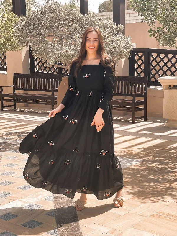 Women's Elegant Formal Outfit Summer Fashion Nova Black Embroidered Dress
