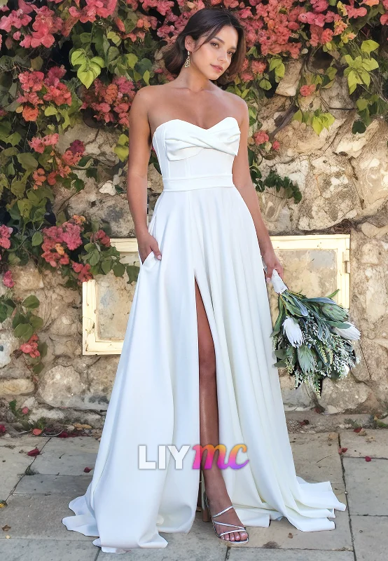 Women's Trendy Activewear Apparel Chic Style Discounts Sweetheart Sleeveless Pleated A-Line Beach Wedding Dress Women's Trendy Activewear Apparel Chic Style Discounts Sweetheart Sleeveless Pleated A-Line Beach Wedding Dress