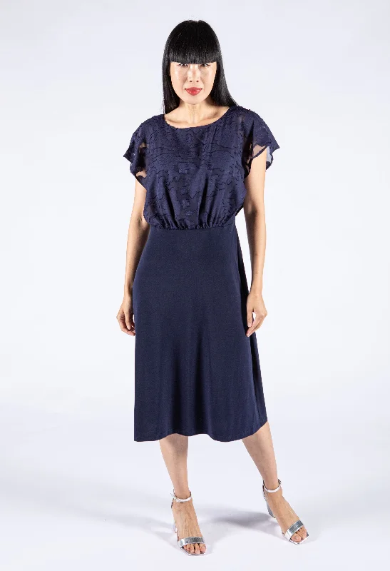 Women's Sporty Chic Clothes Limited Time Special Offer Sheer Floral Detail Midi Dress