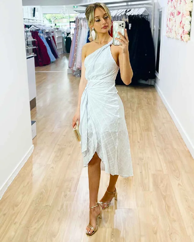 Women's Holiday Attire Crazy Price Slashing Olivia One Shoulder Midi Dress - White