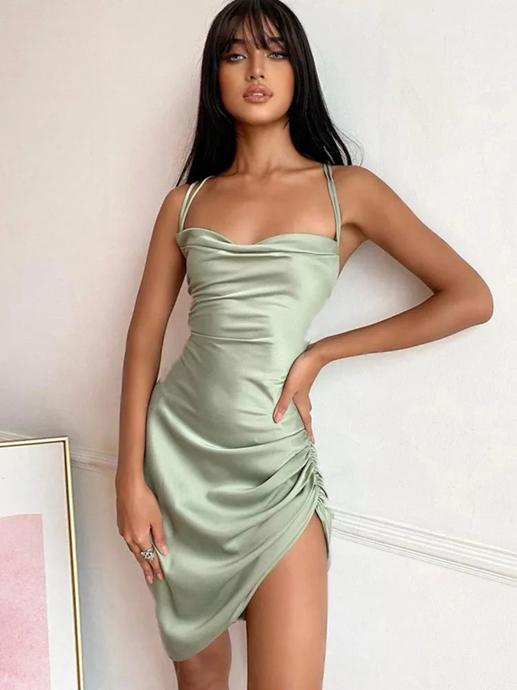Women's Date Night Outfit Crazy Price Slashing Strap Mini Lace Up Cross Backless Bodycon Sexy Elegant Club Midi Dresses