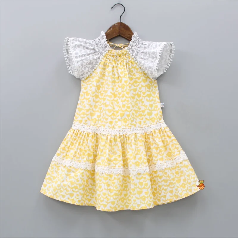 Women's Apparel Contemporary Fashion Sale Flat Back Pearls Embellished Yellow And Grey High Neck Dress Women's Apparel Contemporary Fashion Sale Flat Back Pearls Embellished Yellow And Grey High Neck Dress