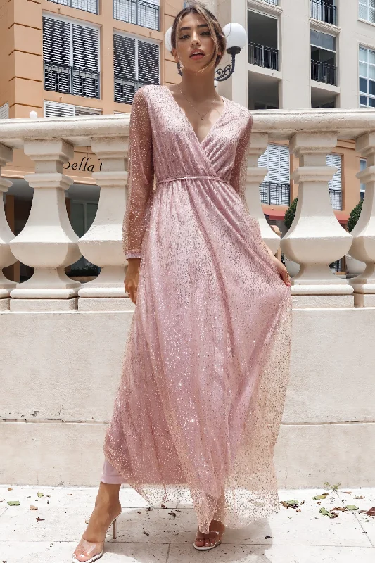 Elegant Clothing For Women Limited-Time Offer Gabrielle Glitter Gown - Blush Pink