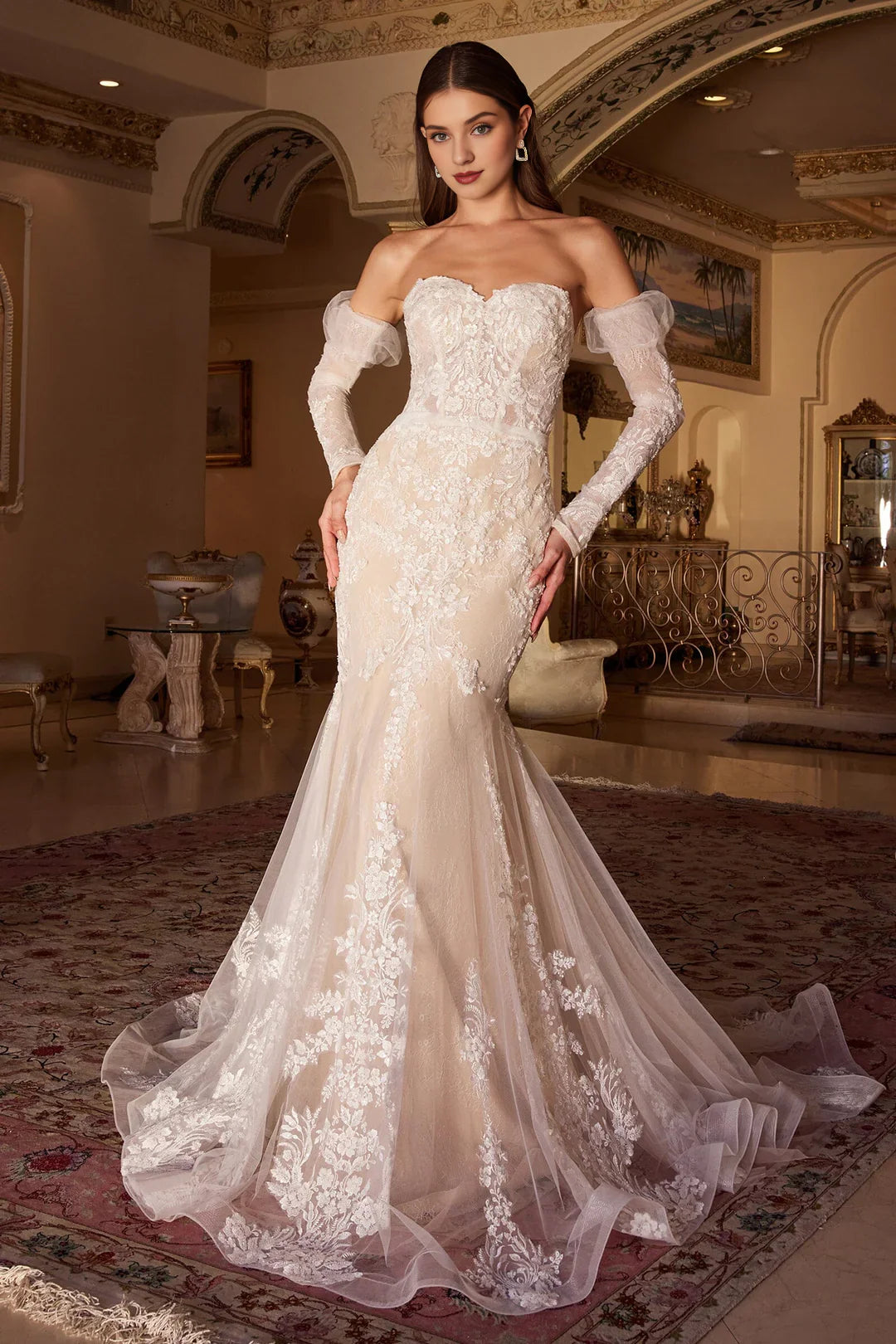 Stylish Women's Garments Additional Time-Limited Offers Flower decal long strapless wedding dress Stylish Women's Garments Additional Time-Limited Offers Flower decal long strapless wedding dress