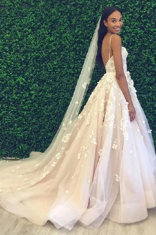 Women's Trendy Clothes Fashion Sale Princess Spaghetti Straps Sweetheart Wedding Dresses with Appliques Women's Trendy Clothes Fashion Sale Princess Spaghetti Straps Sweetheart Wedding Dresses with Appliques