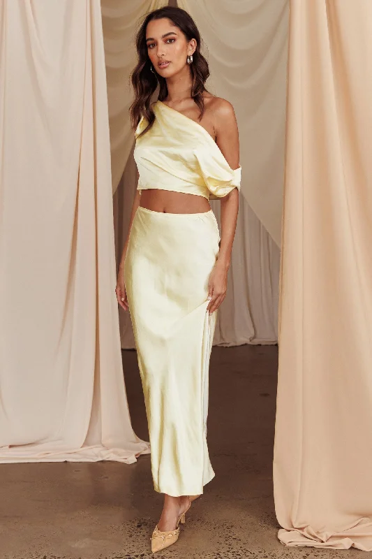 Charming Women's Outfit For Special Occasions Sophisticated Style Offers Alivya Satin Maxi Skirt Butter