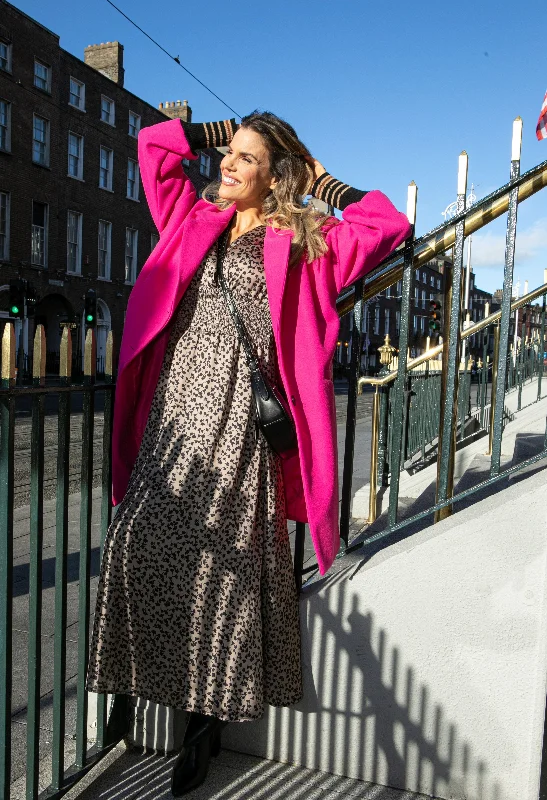 Women's Stylish Outdoor Outfit Cozy Comfort Style Sale Long Sleeve Leaf Print Maxi Dress
