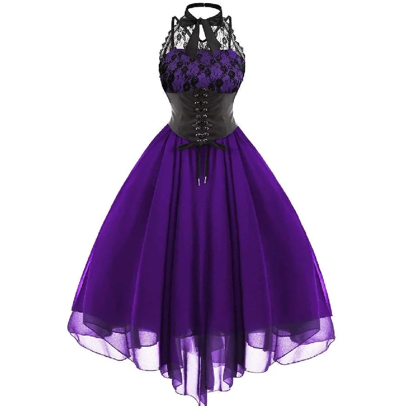 Women's Contemporary Apparel Premium Style Offers FashionSierra - Women Sleeveless Bandage Chiffon Dress Gothic Solid Plus Midi Dress